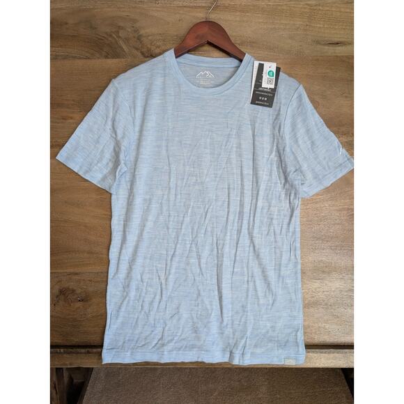 Merino Tech T-Shirt Mens Small Light Blue Superfine Merino Wool Lightweight NWT - Picture 1 of 5